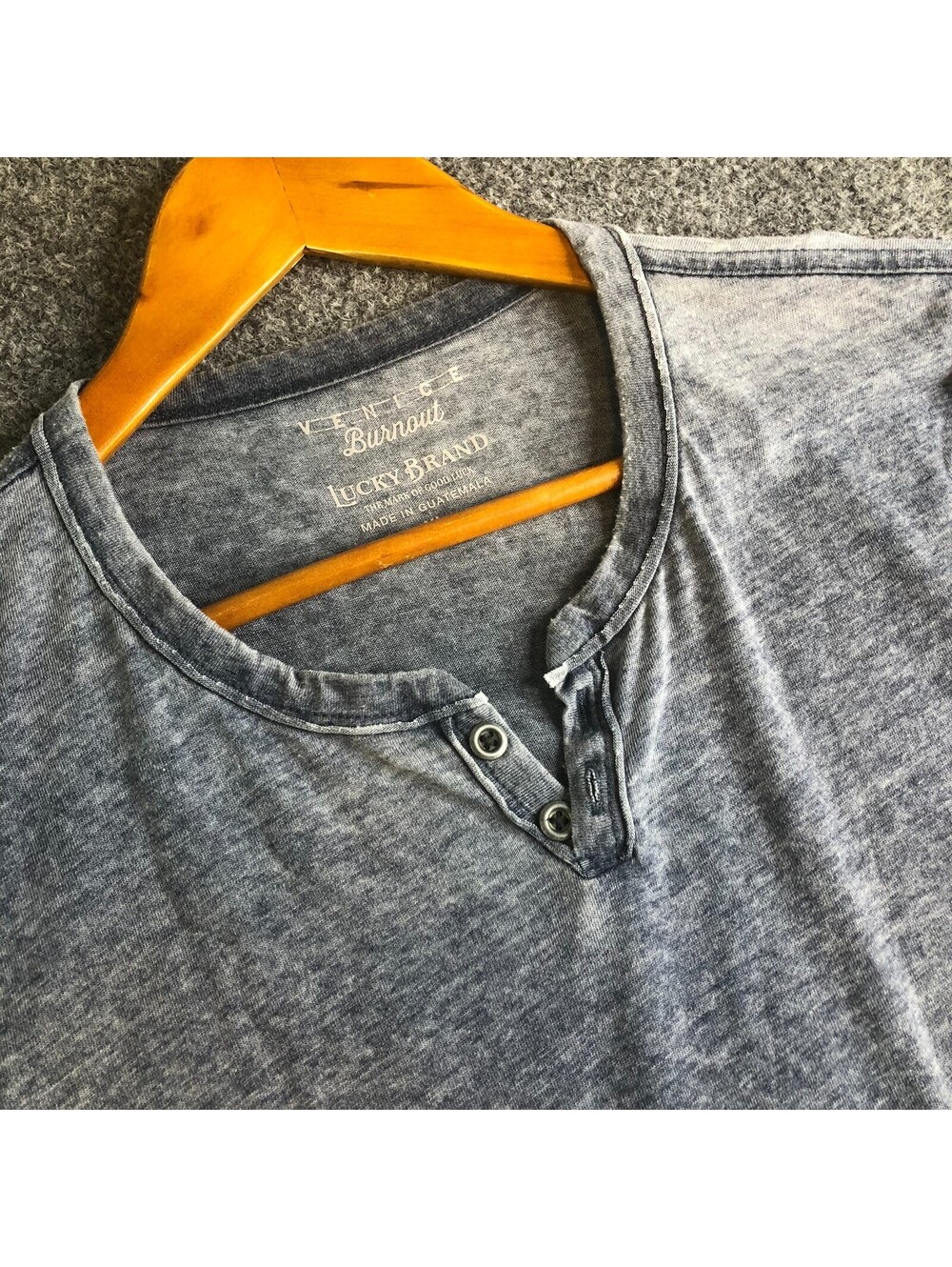Lucky Brand Shirt Mens XL Gray Short Sleeve Venice Burnout Thermal Baja